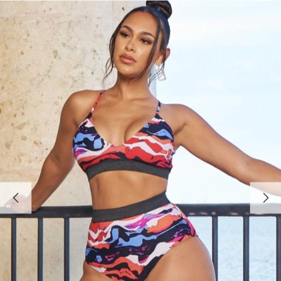 Swim icon 2 piece multi color plus size - Picture 6 of 8